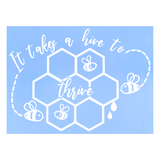 Die Cut Vinyl Bee Themed "It Takes A Hive To Thrive" Decal for Front Door, Car, Window & More