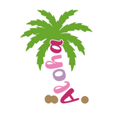 Aloha Palm Tree Summer Decal - Waterproof Die Cut Vinyl Decal
