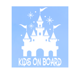 Waterproof Die Cut Vinyl Castle "Kids On Board" Decal - Vehicle Decal / Window Decal