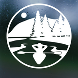 Die Cut Vinyl Kayak Outdoor Scene Decal - Vehicle Decal, Window Decal, Camper Decal