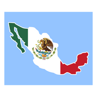 Country Of Mexico Cropped Flag Sticker Decal - Waterproof Vinyl Decal