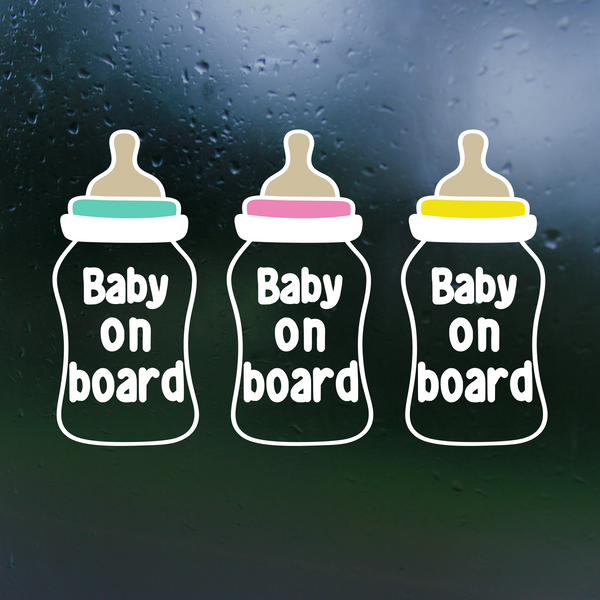 Baby on board decal, new custom baby on board sign by get decaled, baby bottle baby on board decal, decal shop, get decaled