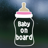 Baby on board decal, new custom baby on board sign by get decaled, baby bottle baby on board decal, decal shop, get decaled