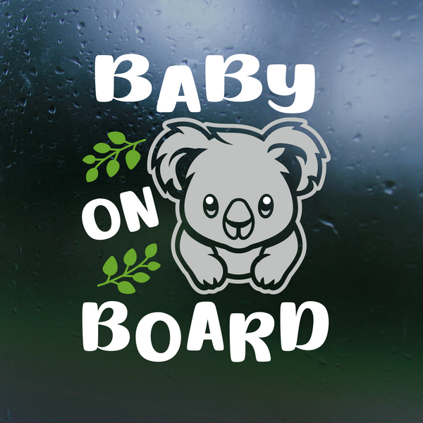 Dye Cut Vinyl Koala Bear Baby On Board Car Decal