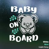 Dye Cut Vinyl Koala Bear Baby On Board Car Decal