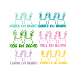 Bunny Rabbit Multiple Baby On Board Decal for Car, Truck, Windshield & More - Get Decaled
