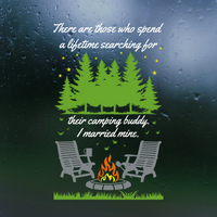 Die Cut Vinyl Camper Door Decal "Camping Buddy" - Waterproof vinyl camper decal