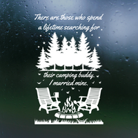 Die Cut Vinyl Camper Door Decal "Camping Buddy" - Waterproof vinyl camper decal