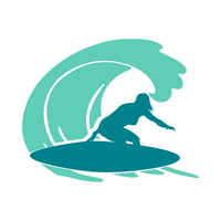 Die Cut Vinyl Surfer Catching A Wave Decal - Vehicle / Window Decal