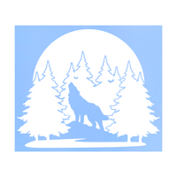 Die Cut Vinyl Howling Wolf In Forest Decal