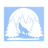 Die Cut Vinyl Howling Wolf In Forest Decal