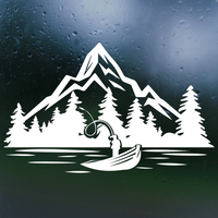 Die Cut Vinyl Man Fishing On A Lake Decal - Truck / Boat / Camper / Window Decal