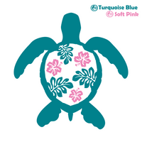 Die Cut Vinyl Sea Turtle Hibiscus Shell Decal - Waterproof Vehicle, Window, Tumbler Decal Sticker