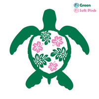 Die Cut Vinyl Sea Turtle Hibiscus Shell Decal - Waterproof Vehicle, Window, Tumbler Decal Sticker