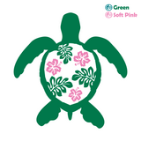 Die Cut Vinyl Sea Turtle Hibiscus Shell Decal - Waterproof Vehicle, Window, Tumbler Decal Sticker