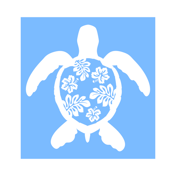 Die Cut Vinyl Sea Turtle Hibiscus Shell Decal - Waterproof Vehicle, Window, Tumbler Decal Sticker