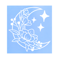 Die Cut Vinyl Floral Moon And Star Decal - Vehicle / Window / Craft Decal