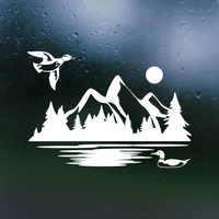 Die Cut Vinyl Lake & Duck Outdoor Scene Decal - Vehicle / Camper / Laptop Decal
