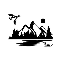 Die Cut Vinyl Lake & Duck Outdoor Scene Decal - Vehicle / Camper / Laptop Decal