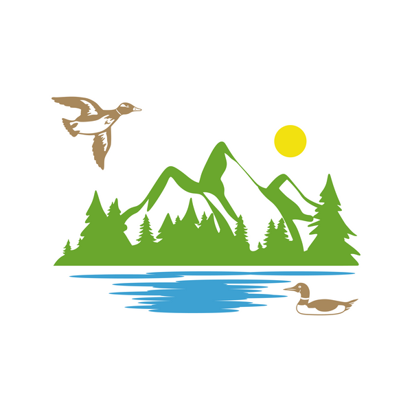 Die Cut Vinyl Lake & Duck Outdoor Scene Decal - Vehicle / Camper / Laptop Decal