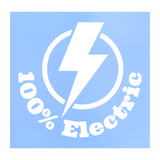 Die Cut Vinyl "100% Electric" Decal - New 2025 Design