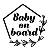 Die Cut Vinyl Baby On Board Line Art Boho Wreath Decal