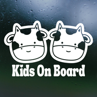 Die Cut Vinyl "Kids On Board" Cow Themed Decal For Cars, Trucks, Outdoor Rear Windshields