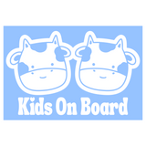 Die Cut Vinyl "Kids On Board" Cow Themed Decal For Cars, Trucks, Outdoor Rear Windshields