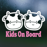 Die Cut Vinyl "Kids On Board" Cow Themed Decal For Cars, Trucks, Outdoor Rear Windshields