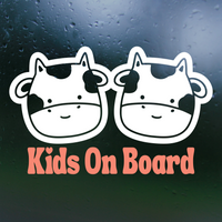 Die Cut Vinyl "Kids On Board" Cow Themed Decal For Cars, Trucks, Outdoor Rear Windshields