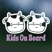 Die Cut Vinyl "Kids On Board" Cow Themed Decal For Cars, Trucks, Outdoor Rear Windshields