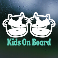 Die Cut Vinyl "Kids On Board" Cow Themed Decal For Cars, Trucks, Outdoor Rear Windshields