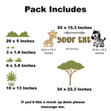 Die Cut Vinyl Decal Pack - Customizable Safari Themed Nursery Decor