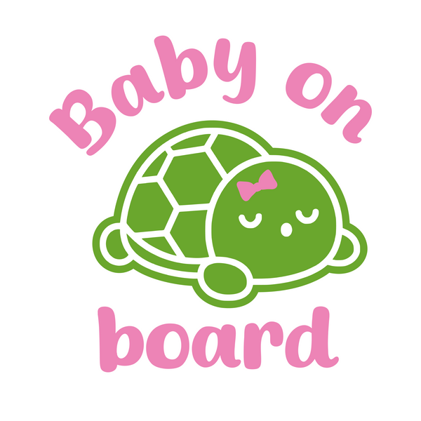 Die Cut Vinyl Turtle Themed "Baby On Board" Decal - Waterproof Vinyl Decal