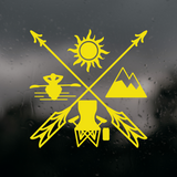 Kayak Themed Cross Die Cut Vinyl Decal