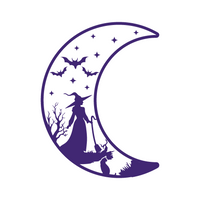 Die Cut Vinyl Moon Witch Scene Decal - Vehicle / Craft / Window Decal