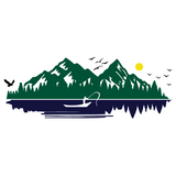 Waterproof Die Cut Vinyl Decal Of A Lone Fisherman On A Mirror Glass Lake