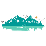 Waterproof Die Cut Vinyl Decal Of A Lone Fisherman On A Mirror Glass Lake