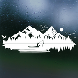 Waterproof Die Cut Vinyl Decal Of A Lone Fisherman On A Mirror Glass Lake