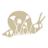 Beige silhouette of a snail with flowers on a white background