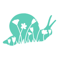 White floral silhouette on a teal background