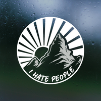 Funny Die Cut Vinyl Outdoor Scene "I Hate People" Decal