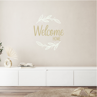 wall decal, wall decals, welcome home wreath, welcome home decal, living room decal, living room decorations, home decor, diy home decor, decal shop, get decaled