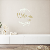 wall decal, wall decals, welcome home wreath, welcome home decal, living room decal, living room decorations, home decor, diy home decor, decal shop, get decaled