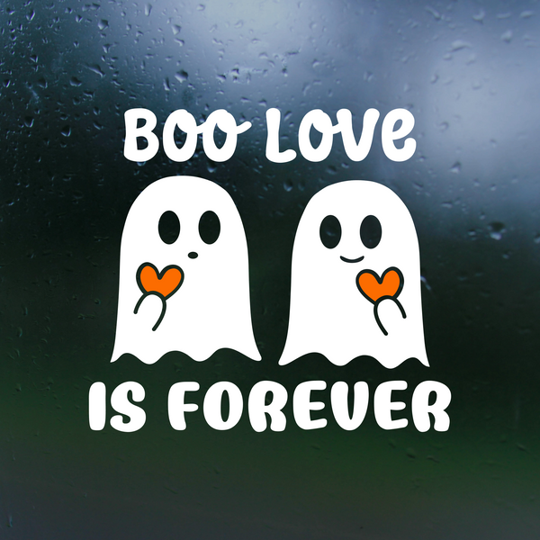 Cute Halloween Dye Cut Vinyl "Boo Love Is Forever" Decal