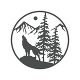 Custom Wolf Howling Outdoor Scene Die Cut Vinyl Decal - Get Decaled