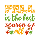 Text 'FALL is the best season of all' with autumn leaves on a white background