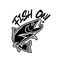 Die Cut Vinyl "Fish On" Jumping Fish Decal - Vehicle, Window, Tackle Box Decal