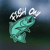 Die Cut Vinyl "Fish On" Jumping Fish Decal - Vehicle, Window, Tackle Box Decal
