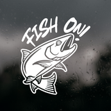 Die Cut Vinyl "Fish On" Jumping Fish Decal - Vehicle, Window, Tackle Box Decal